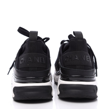 Chanel Velvet Calfskin Mixed Fibers CC Sneakers 36.5 Black 5 of 9