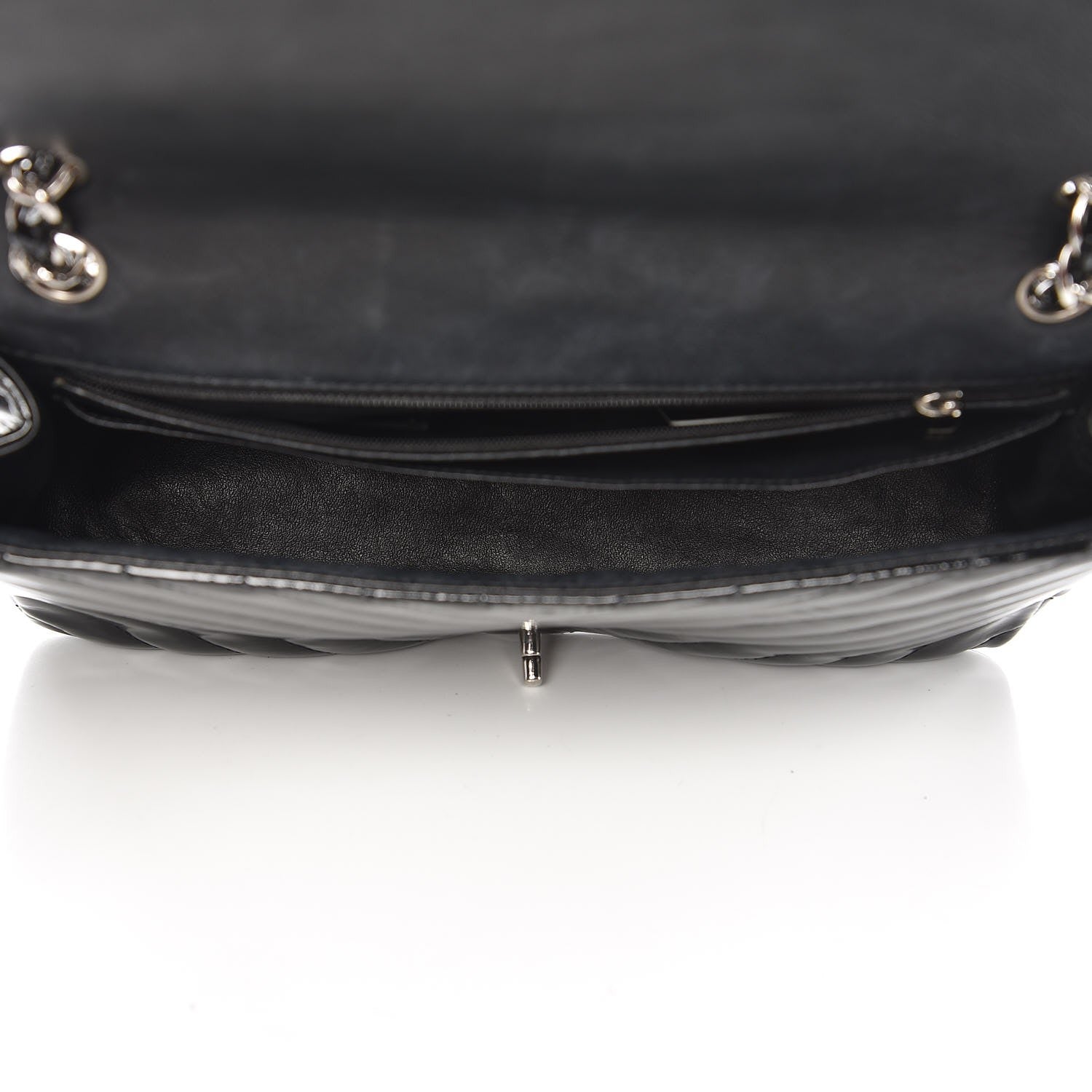 Chanel Patent Chevron Quilted Jumbo Single Flap Black 6 of 12