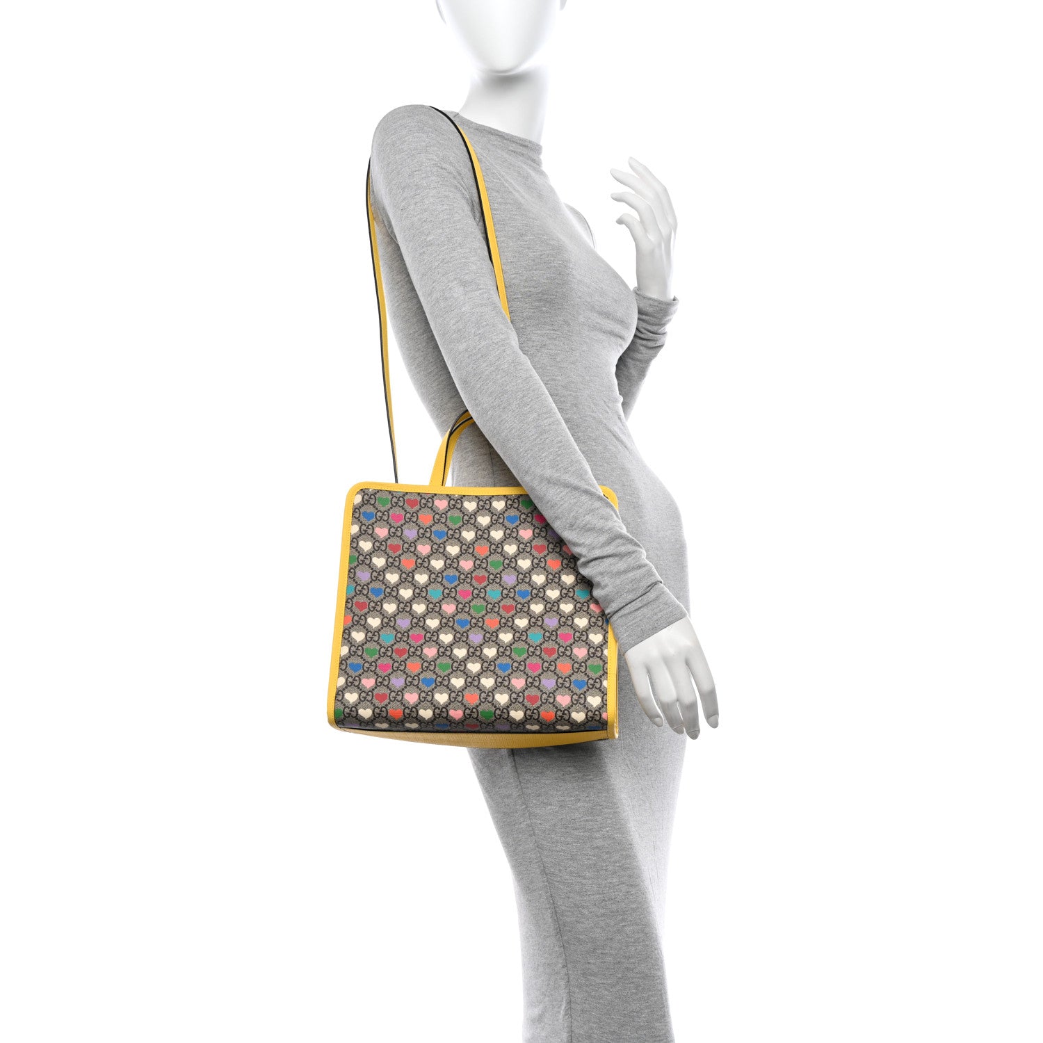 Gucci GG Supreme Monogram Hearts Childrens Tote Beige Ebony Multicolor Freesia 2 of 11