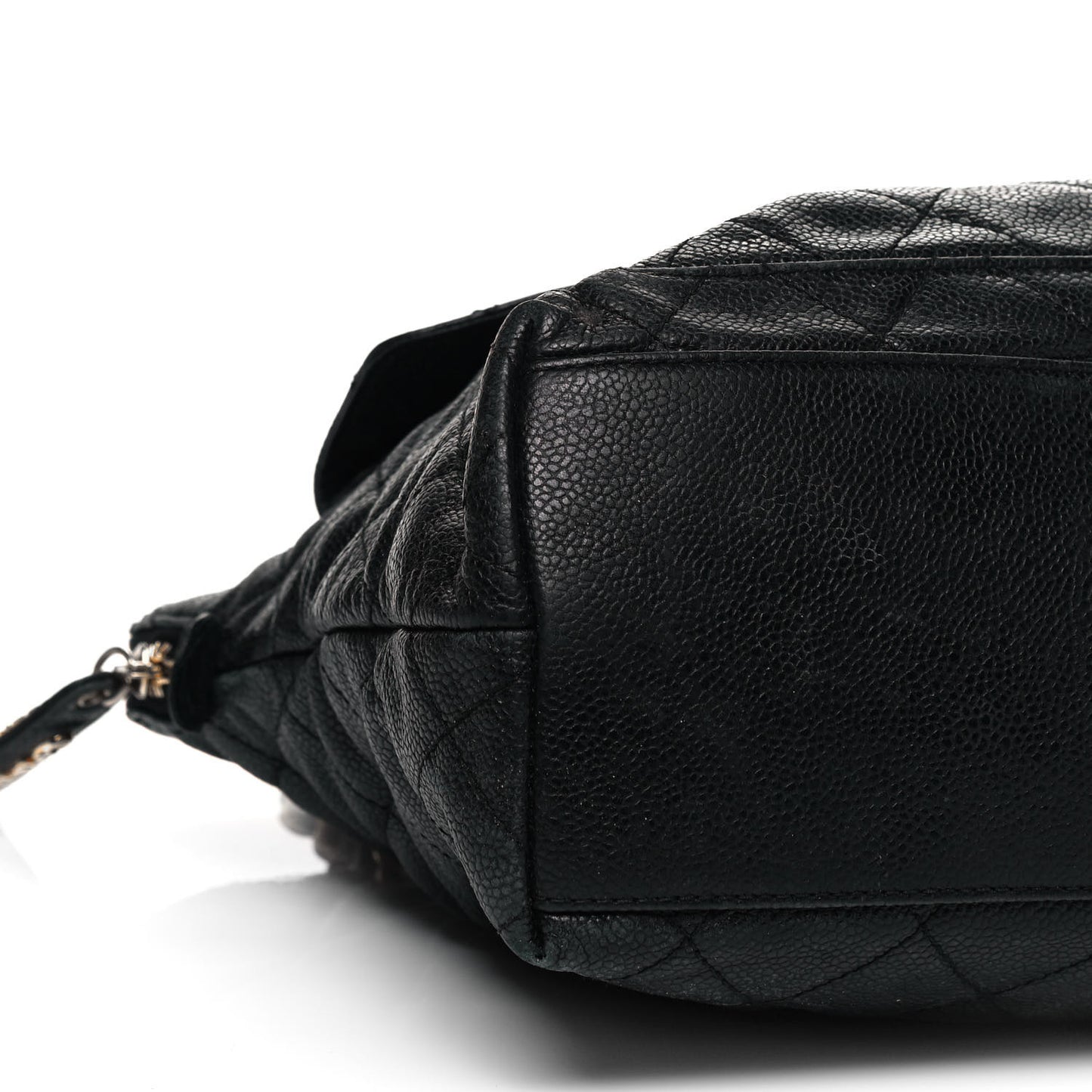 Caviar Quilted Flap Shoulder Bag Black