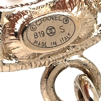 Chanel Crystal Cha-Nel Logo Drop Earrings Gold 4 of 4