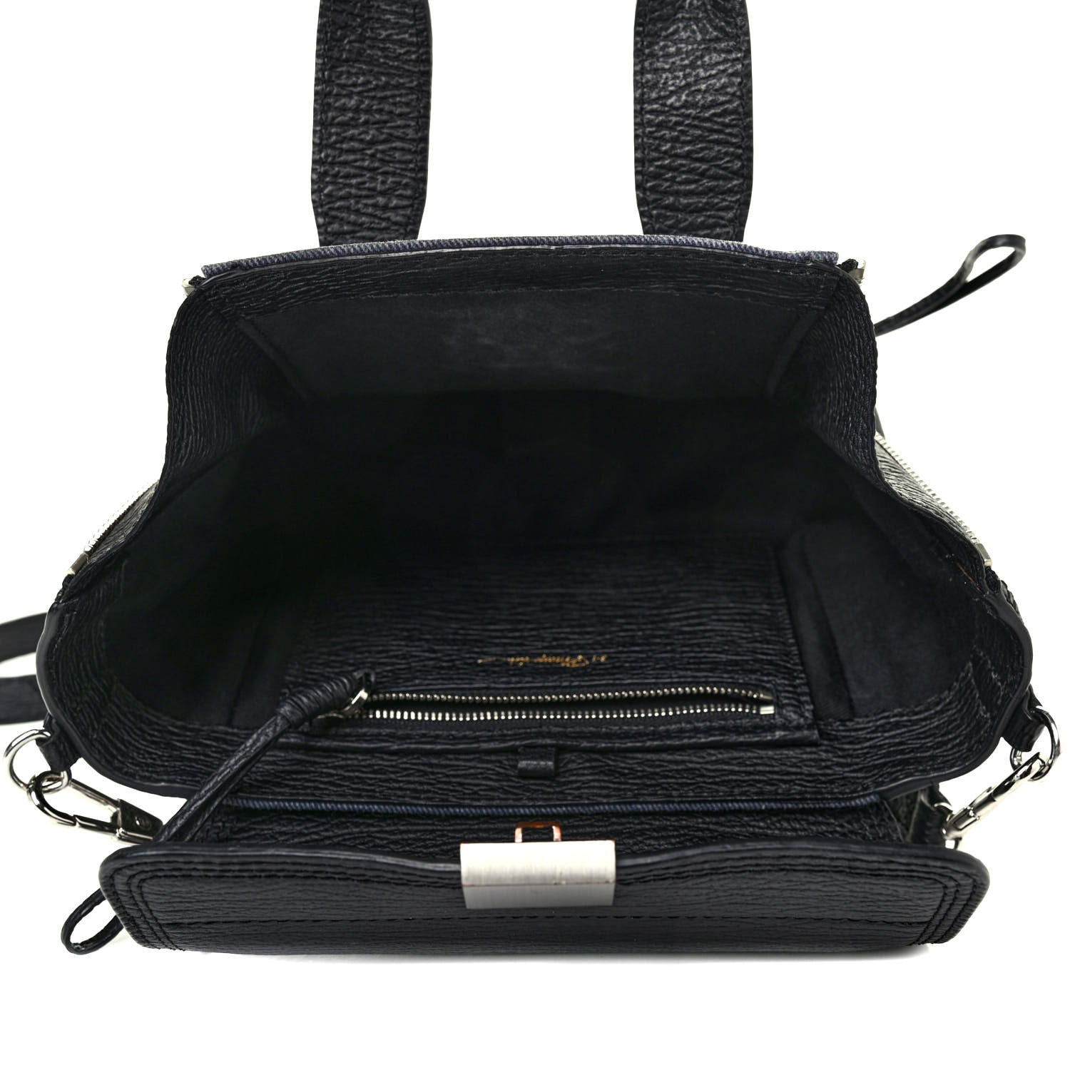 3.1 Phillip Lim Textured Calfskin Denim Mini Pashli Satchel Black 4 of 4