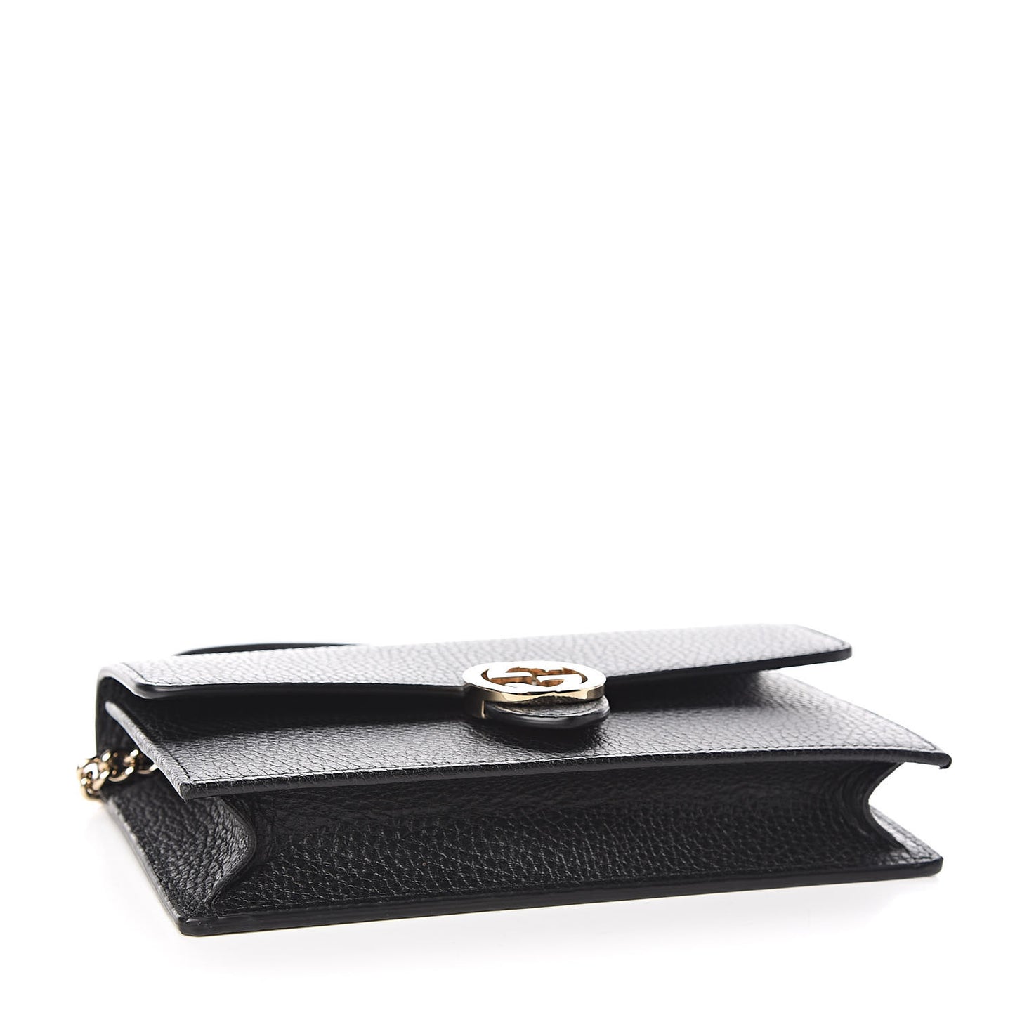 Dollar Calfskin Interlocking G Chain Wallet Black