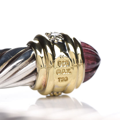 David Yurman Sterling Silver 18K Yellow Gold Diamond Carved Tourmaline Cable Classics Bracelet 4 of 5