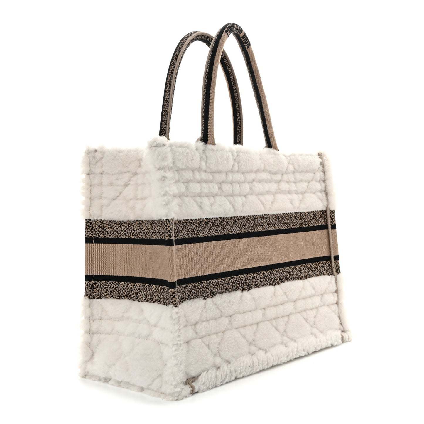 Shearling Cannage Medium Book Tote Ecru Black