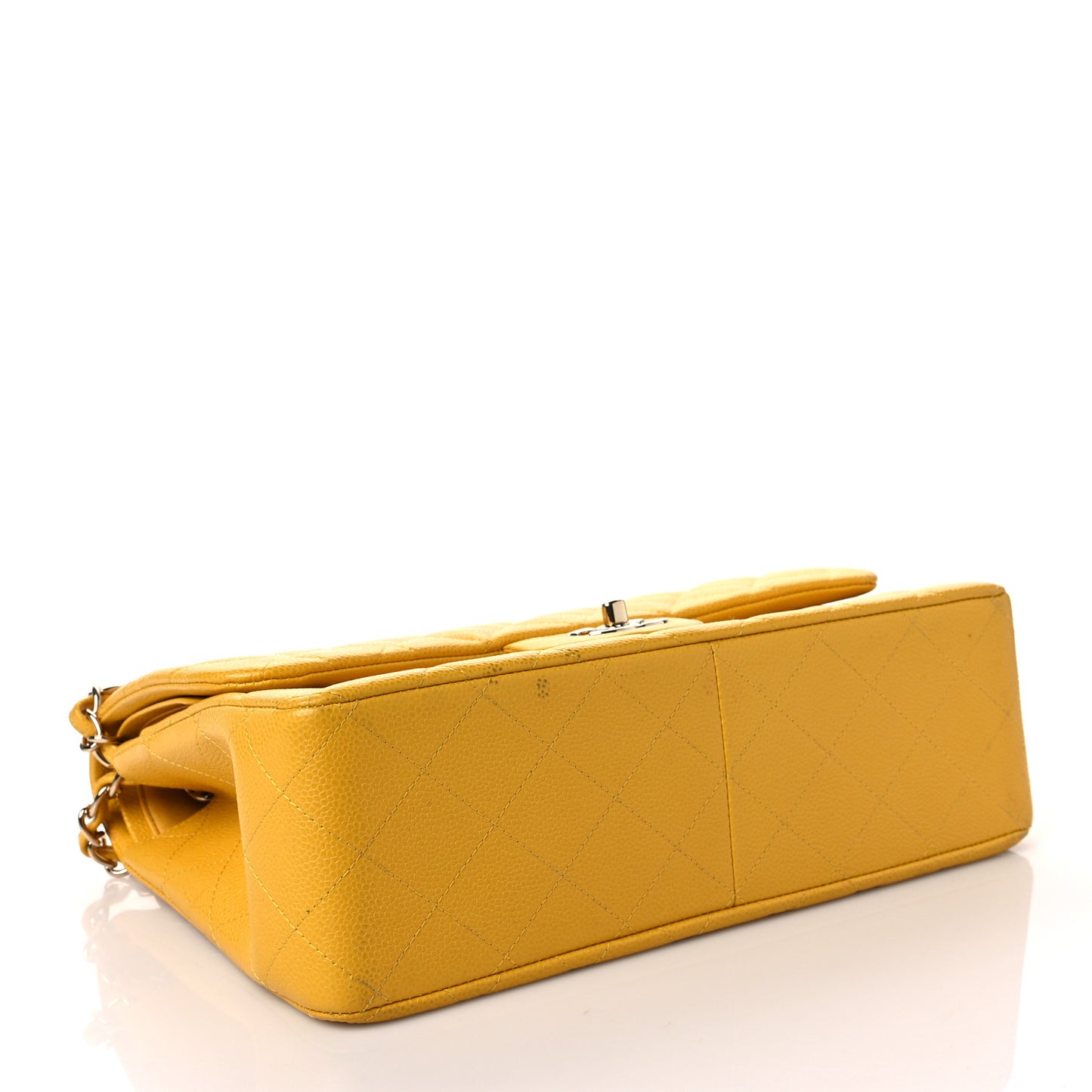 Caviar Quilted Jumbo Double Flap Yellow