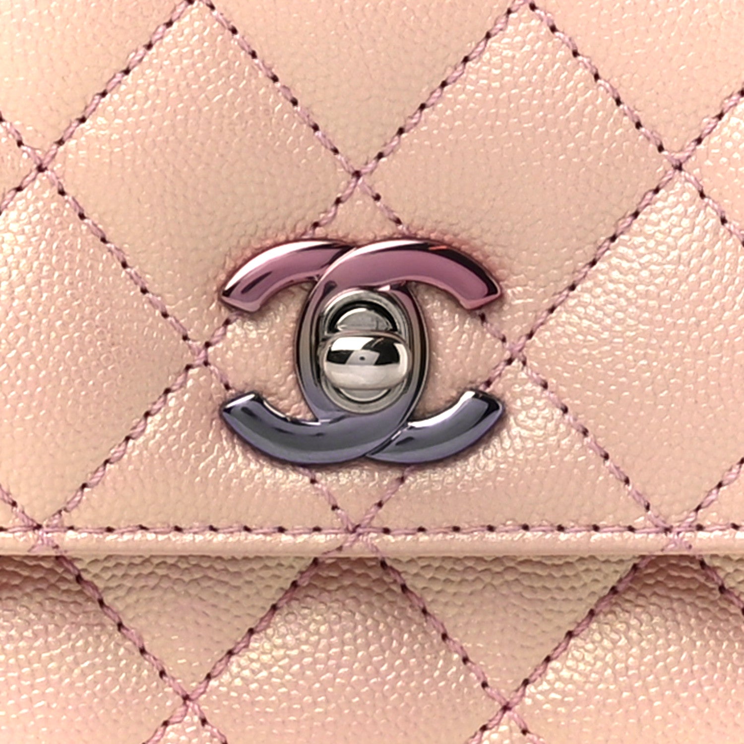 Chanel Iridescent Caviar Quilted Mini Coco Handle Flap Pink 9 of 11