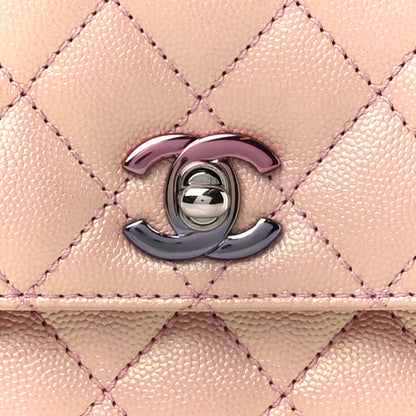 Chanel Iridescent Caviar Quilted Mini Coco Handle Flap Pink 9 of 11