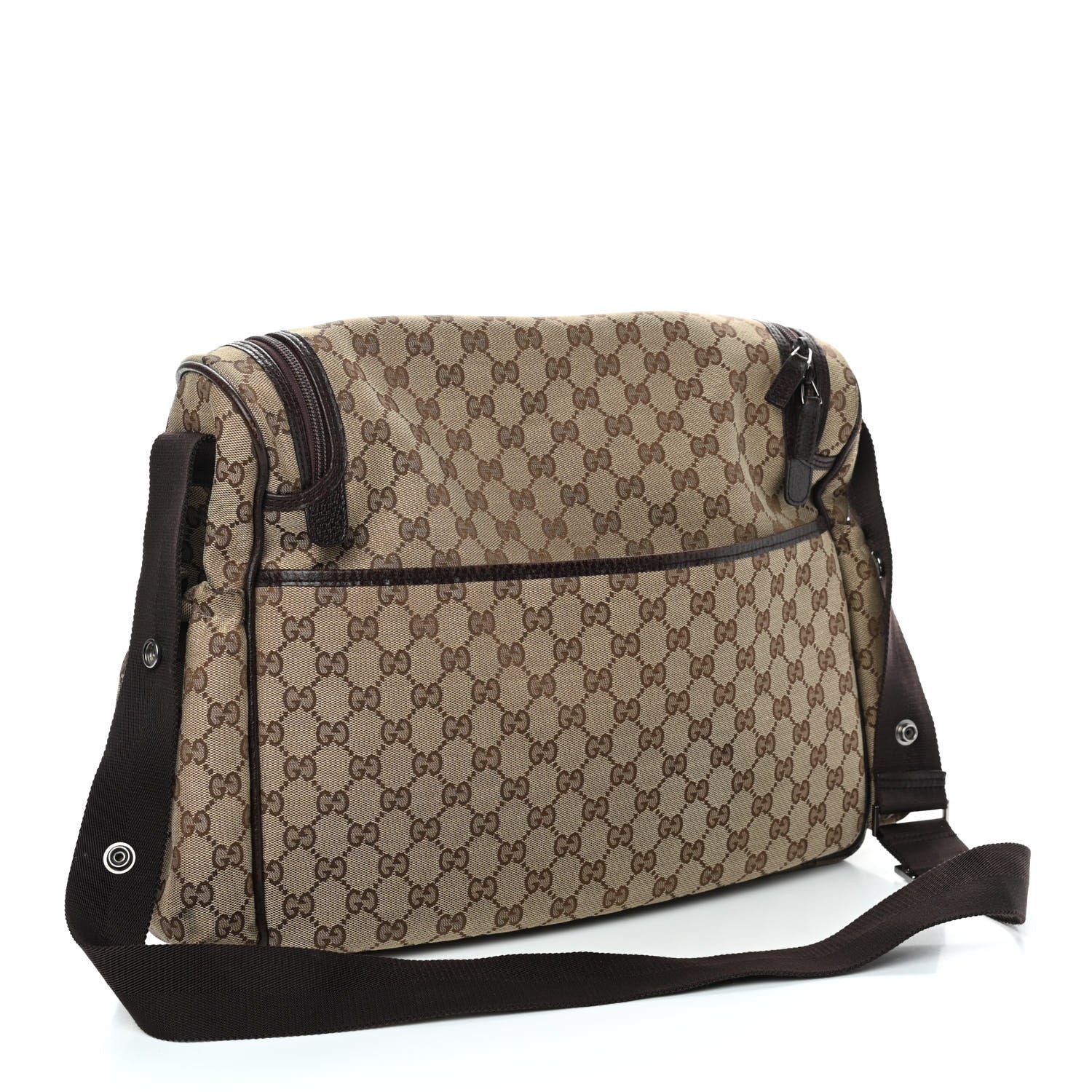 Gucci Monogram Natural Pigskin Large Diaper Bag Beige Ebony Cocoa Dark Chocolate 3 of 9