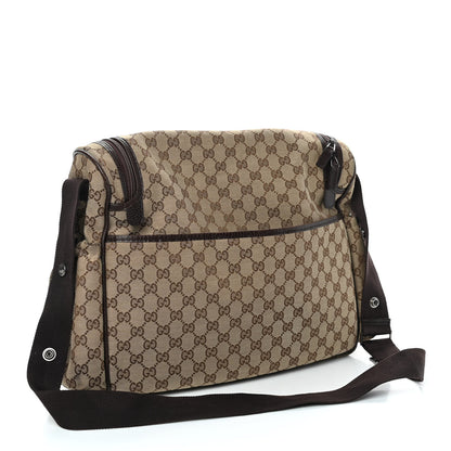 Gucci Monogram Natural Pigskin Large Diaper Bag Beige Ebony Cocoa Dark Chocolate 3 of 9