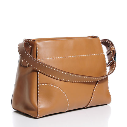 Prada City Calf Topstitched Hobo Caramel 3 of 9