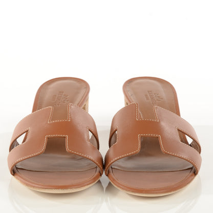 Hermes Calfskin Oasis Sandals 38 Gold 2 of 8