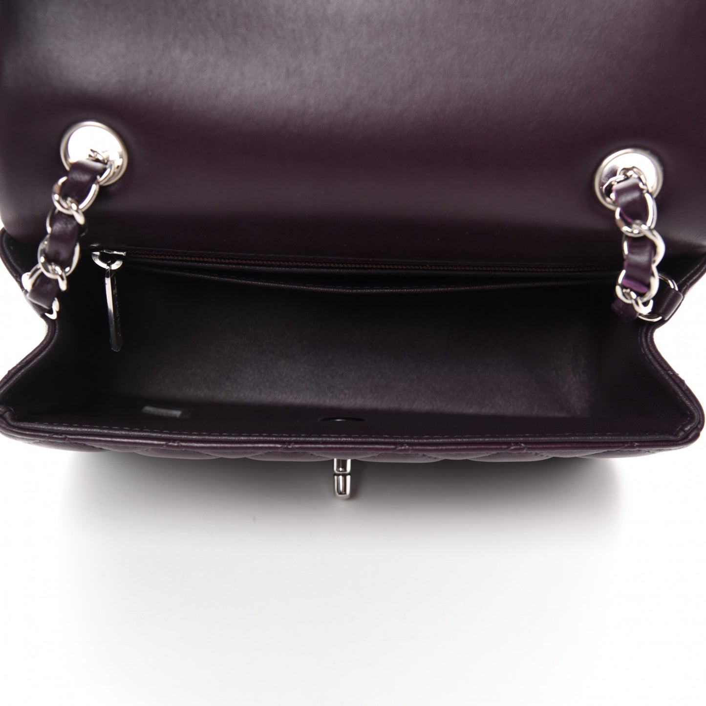 Lambskin Quilted Mini Rectangular Flap Dark Purple