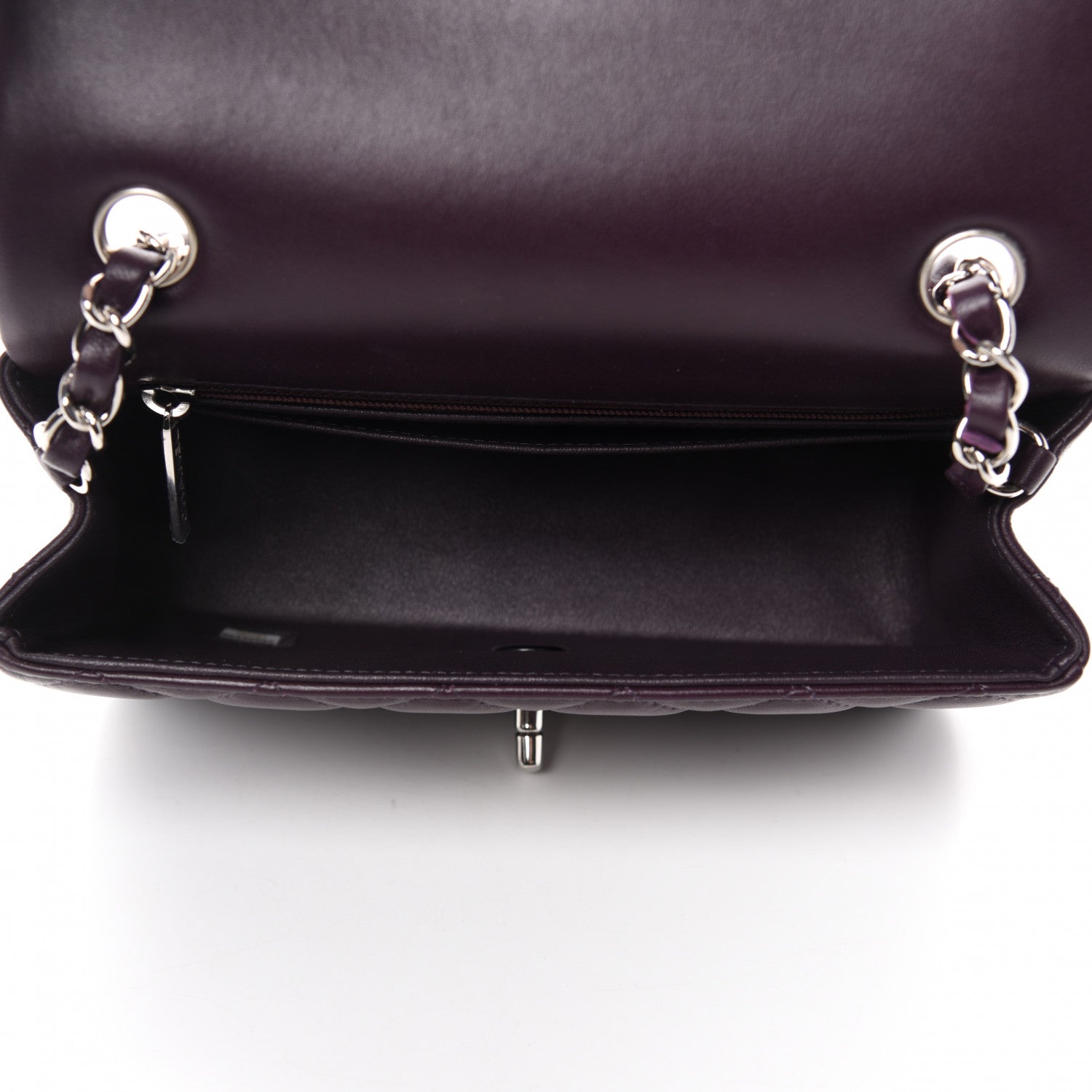 Chanel Lambskin Quilted Mini Rectangular Flap Dark Purple 5 of 11