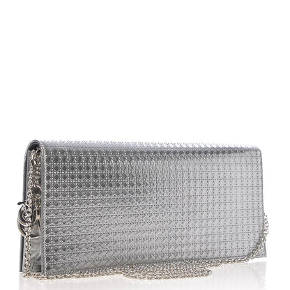 Christian Dior Metallic Patent Micro-Cannage Lady Dior Croisiere Chain Clutch Silver 3 of 6