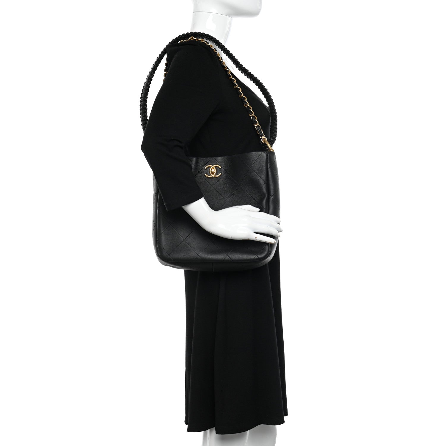 Chanel Calfskin Quilted Framing Chain Hobo Black 2 of 11