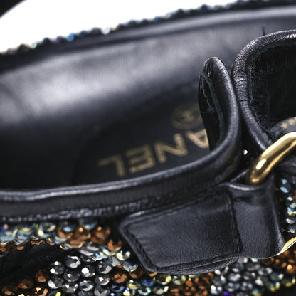 Chanel Grained Calfskin Crystal Velcro Dad Sandals 40 Black Multicolor 24 of 26