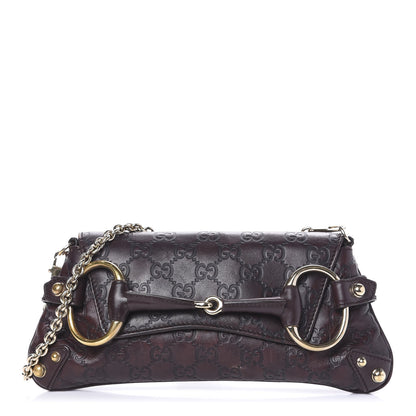 Gucci Guccissima Small Horsebit Chain Clutch Chocolate 1 of 14