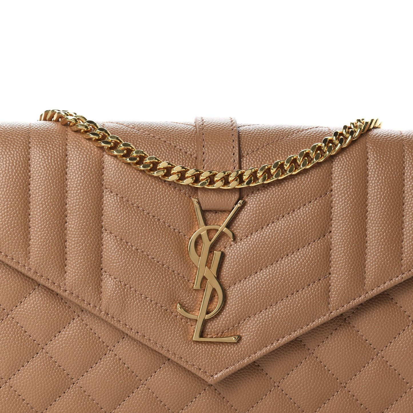 Grain De Poudre Mixed Matelasse Triquilt Monogram Chain Wallet Dune