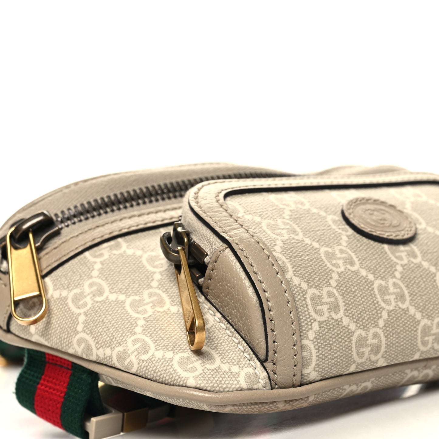 GG Supreme Monogram Textured Calfskin Web Retro Interlocking G Belt Bag Beige Mystic White Oatmeal