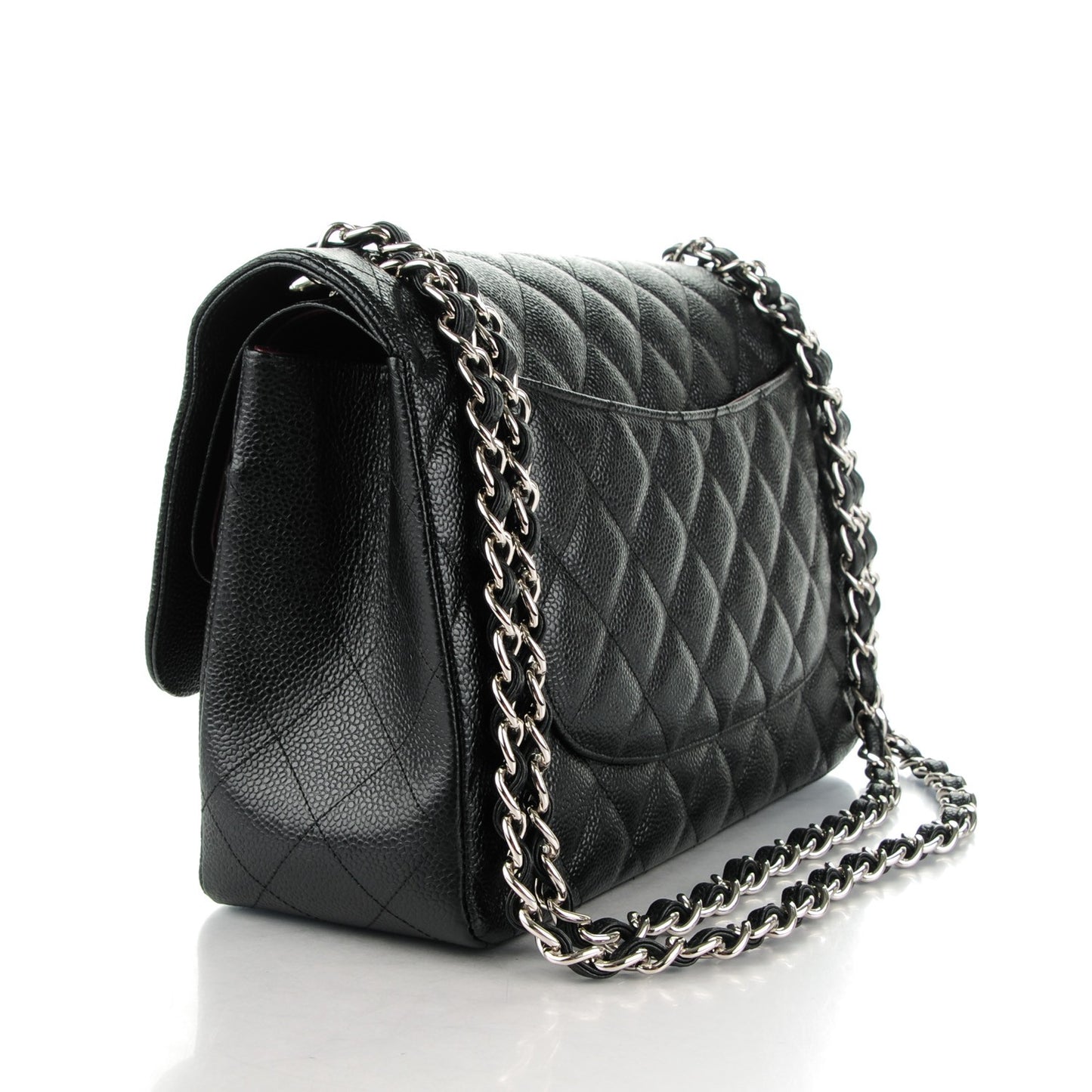 Caviar Quilted Jumbo Double Flap Black