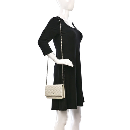 Chanel Iridescent Caviar Quilted Wallet on Chain WOC Ivory 2 of 14