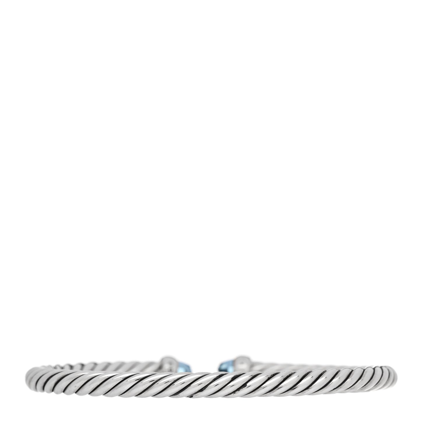 Sterling Silver Diamond Blue Topaz 4mm Cable Flex Bracelet