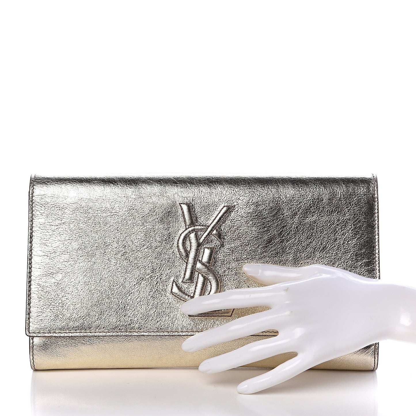 Metallic Calfskin Monogram Large Belle De Jour Clutch Gold