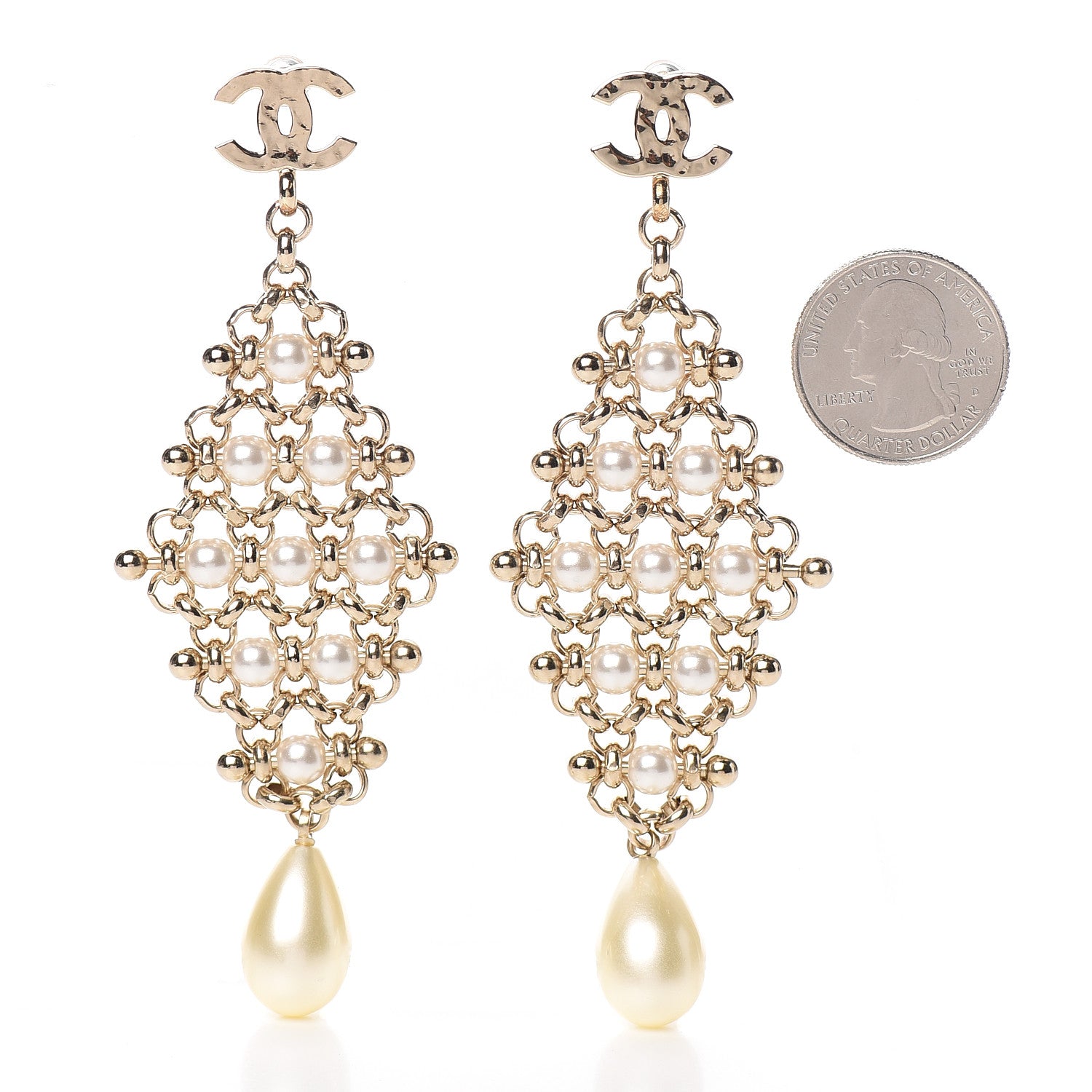 Chanel Pearl Monte-Carlo Nights Drop Earrings Gold 2 of 5