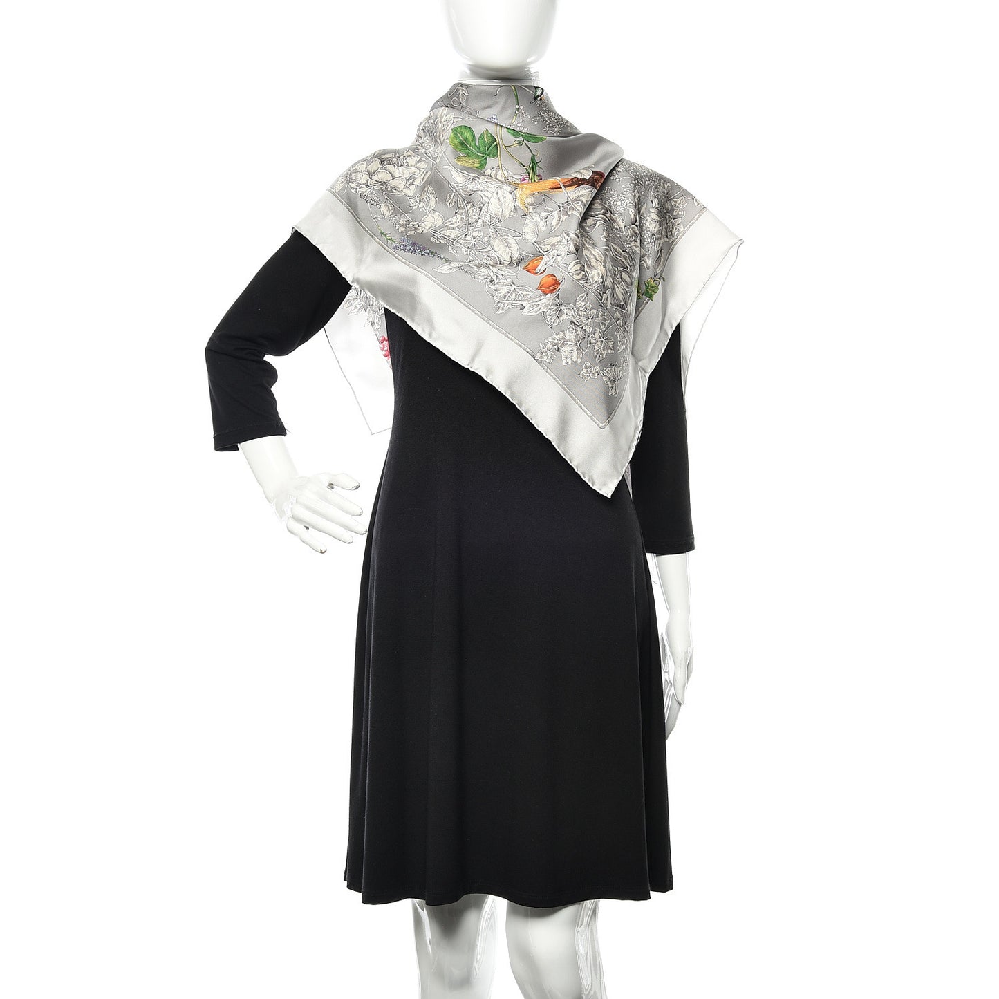 Silk Twill Wondergardenia Square Scarf Zinc Beige