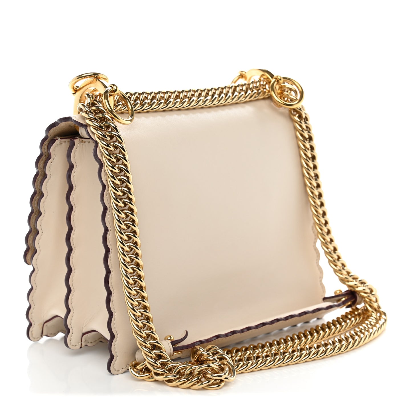 Vitello Liberty Scalloped Studded Small Kan I Shoulder Bag Camelia