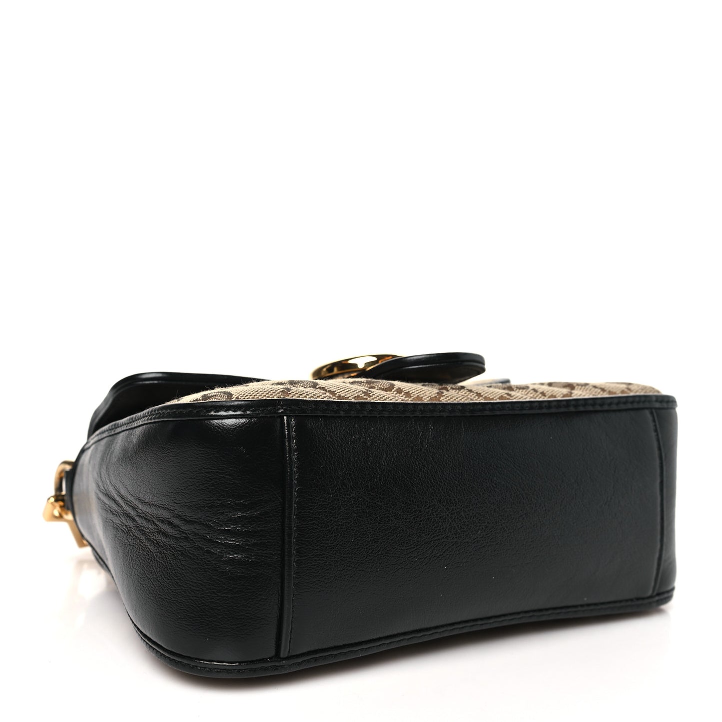 Monogram Azalea Calfskin Matelasse Diagonal Mini GG Marmont Top Handle Shoulder Bag Beige Ebony Black
