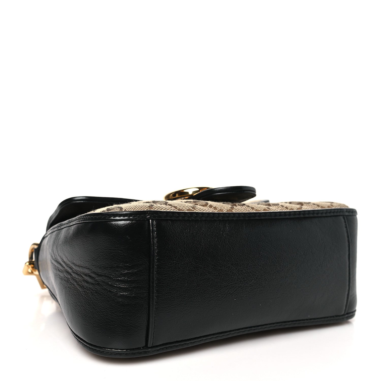Gucci Monogram Azalea Calfskin Matelasse Diagonal Mini GG Marmont Top Handle Shoulder Bag Beige Ebony Black 4 of 10