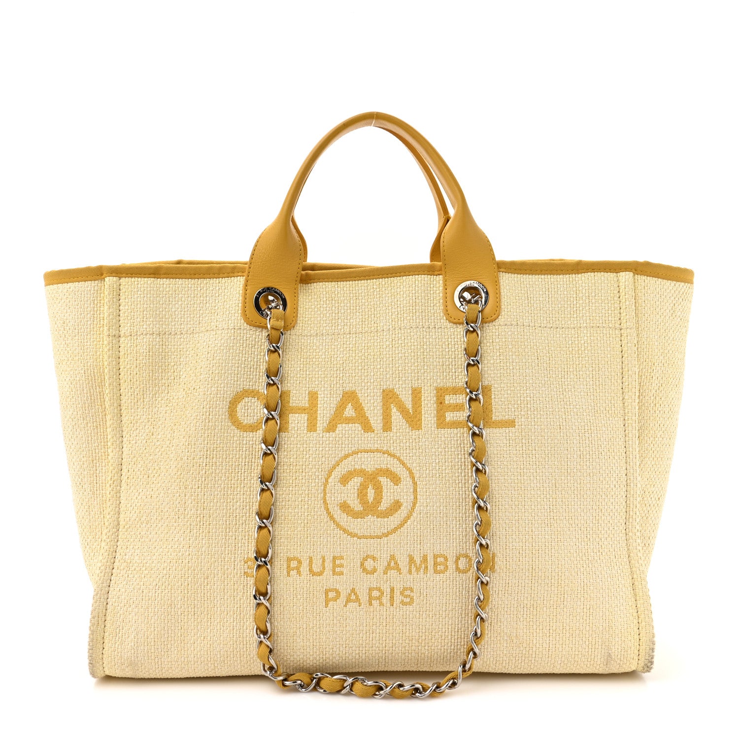 Chanel Woven Straw Raffia Medium Deauville Tote Yellow 1 of 17