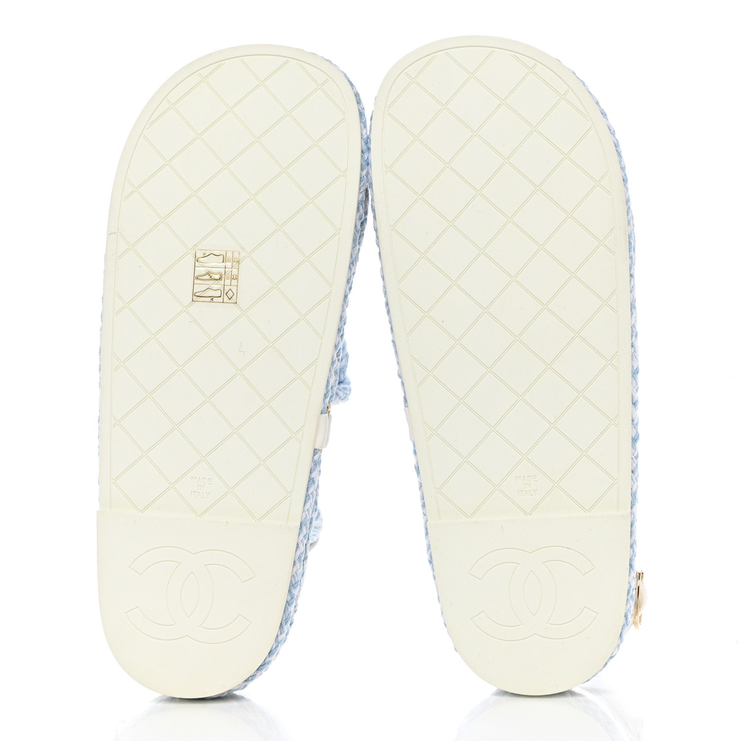 Chanel Lambskin Cord Chain CC Sandals 38 Blue White 6 of 10
