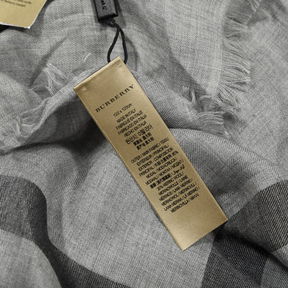 Burberry Modal Wool Overdyed Chambray Check Square Scarf Storm Grey 3 of 3