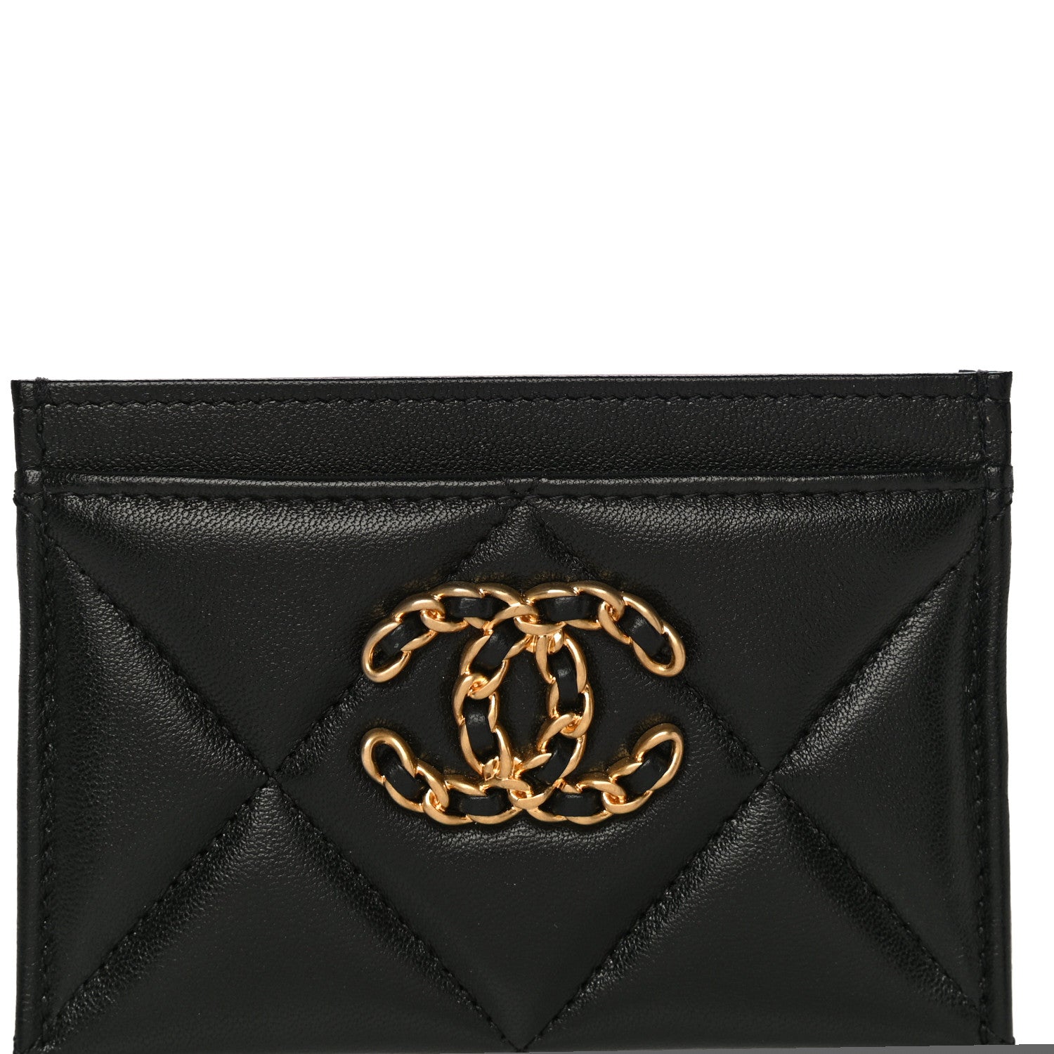 Chanel Lambskin Quilted Chanel 19 Card Holder Black 8 of 11