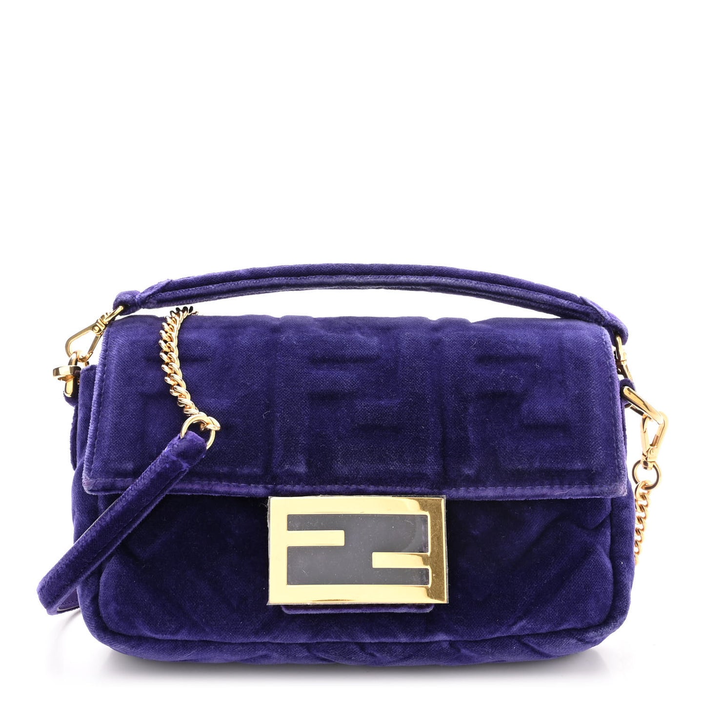 Velluto FF Embossed Mini Baguette Viola Plus