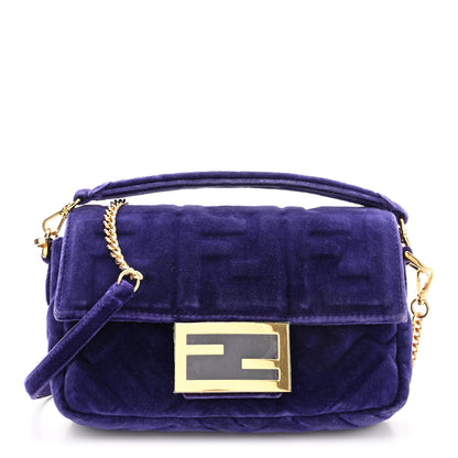 Fendi Velluto FF Embossed Mini Baguette Viola Plus 1 of 10