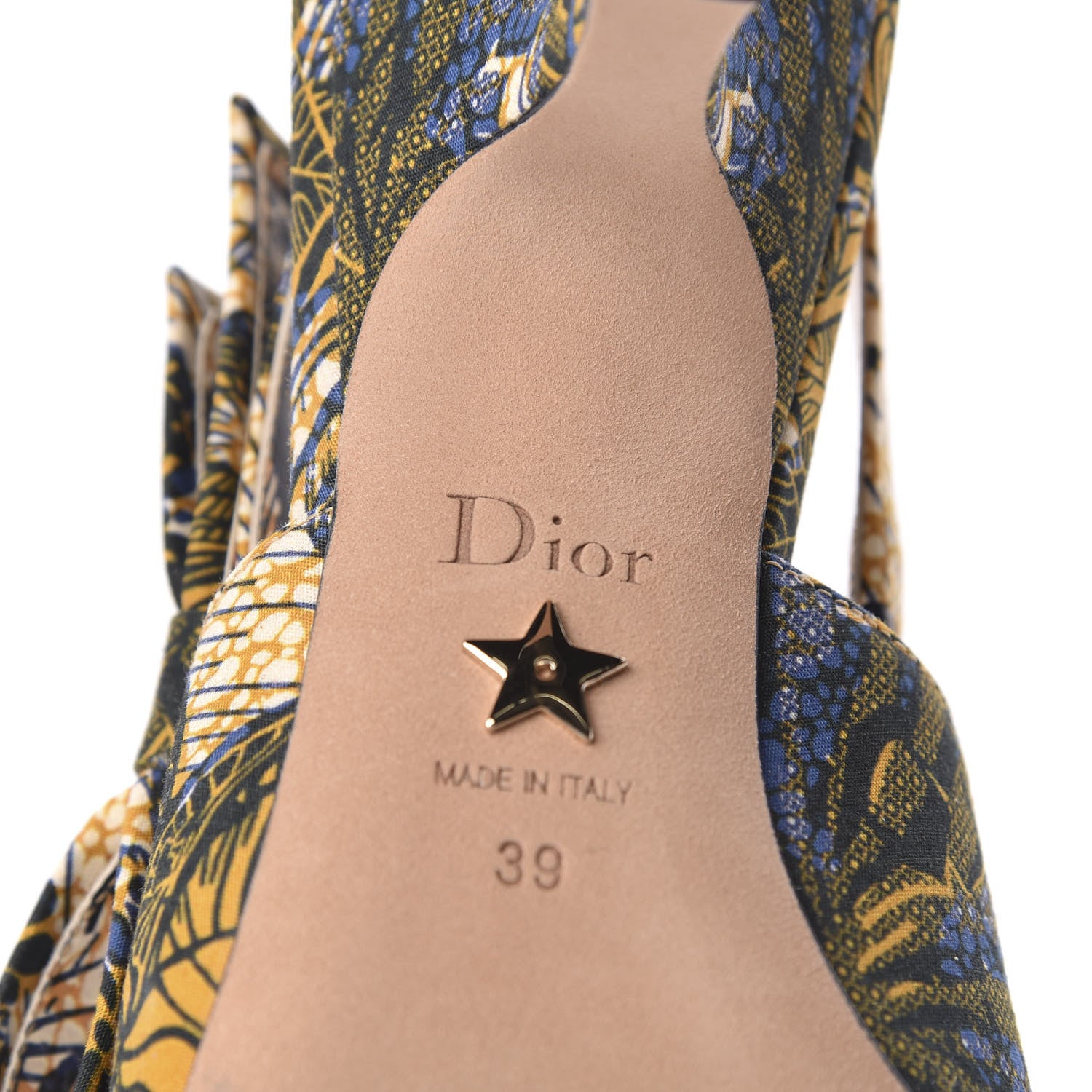 Christian Dior Toile De Jouy Sweet D Slingback Pumps 39 Blue Yellow 7 of 8