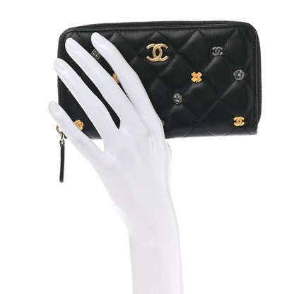 Chanel Lambskin Quilted Small Lucky Charms Zip Around Wallet Black 2 of 8