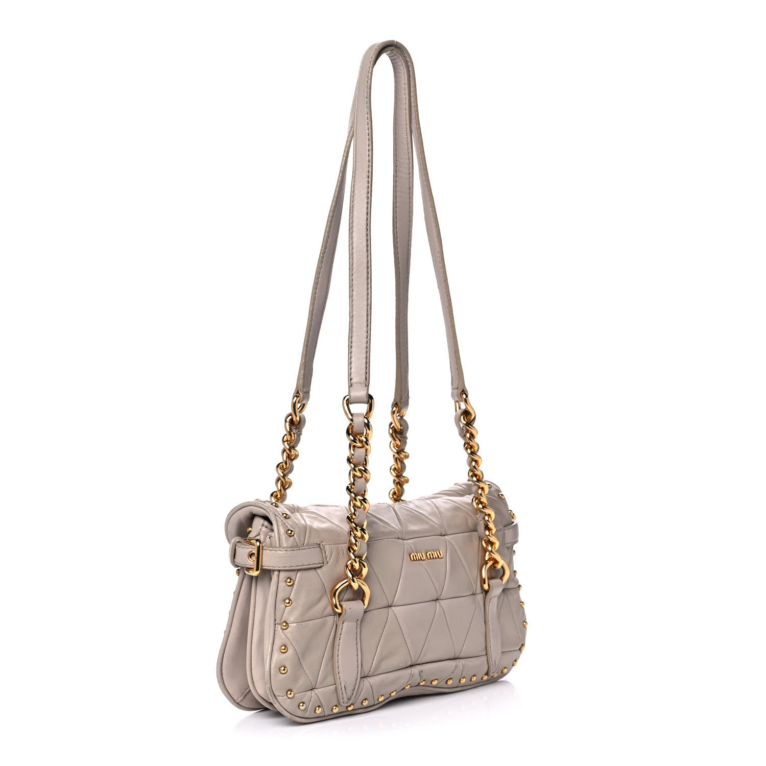 Miu Miu Nappa Quilted Studded Shoulder Bag Calce 2 of 9