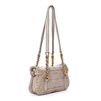 Miu Miu Nappa Quilted Studded Shoulder Bag Calce 2 of 9