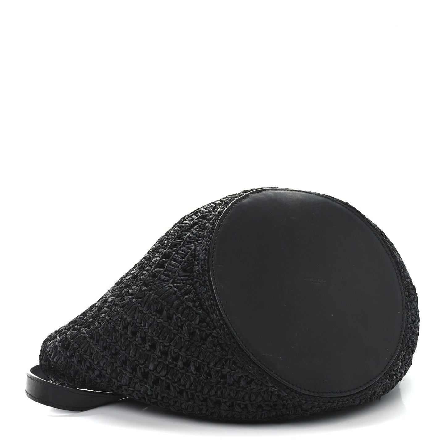 Raffia Calfskin Small Panier Tote Black