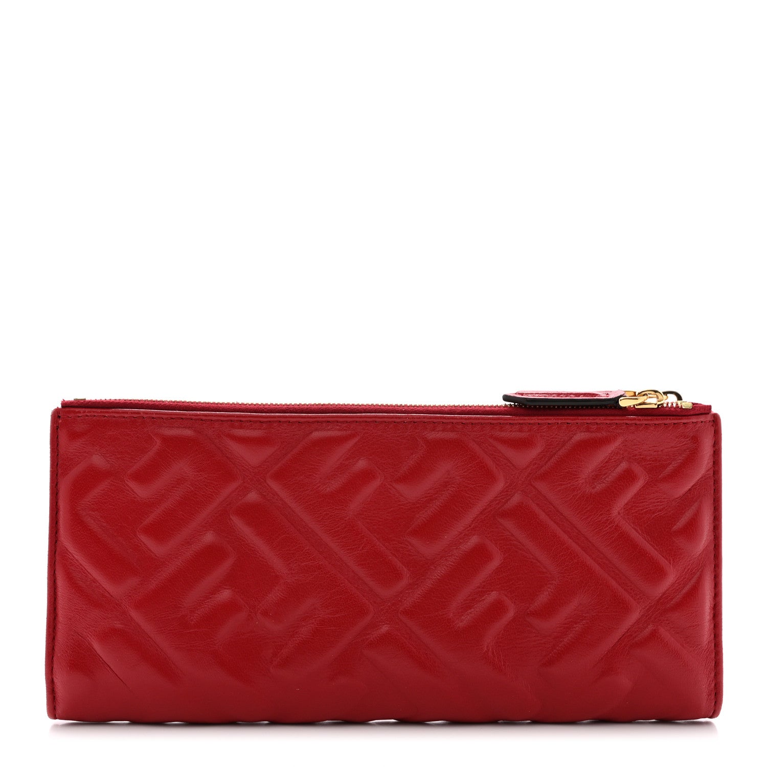 Fendi Nappa FF 1974 Embossed Zip Pouch Wallet Fragola 1 of 12