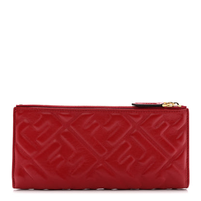 Fendi Nappa FF 1974 Embossed Zip Pouch Wallet Fragola 1 of 12