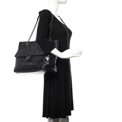 Chanel Glazed Calfskin Quilted Large Duo Color Tote Black 2 of 12