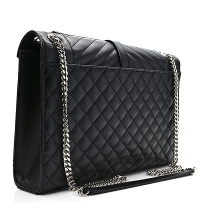 Saint Laurent Grain De Poudre Textured Mixed Matelasse Large Triquilt Monogram Satchel Black 3 of 10