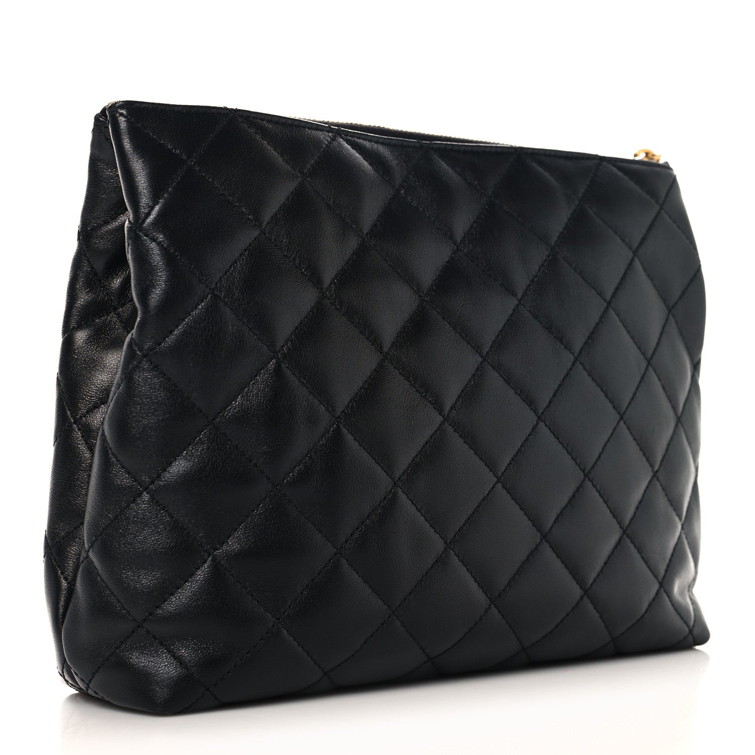 Saint Laurent Lambskin Quilted Cassandre Cosmetic Pouch Black 3 of 8