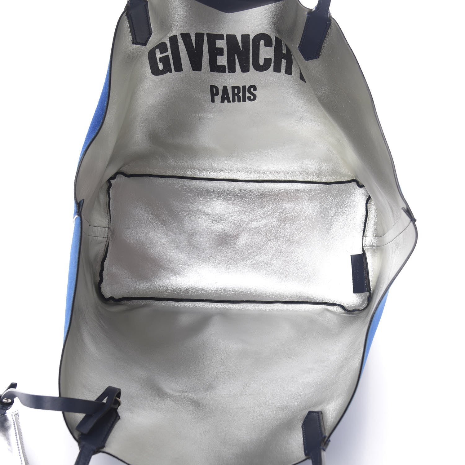 Givenchy Metallic Calfskin Suede Ombre Large Reversible Antigona Tote Blue Silver 9 of 21